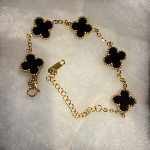 Gold and Black Clover Bracelet
